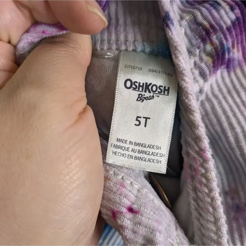 OshKosh B'Gosh Vestbak Tie Dye Corduroy Overalls Bib 5T Youth Vintage Playcore